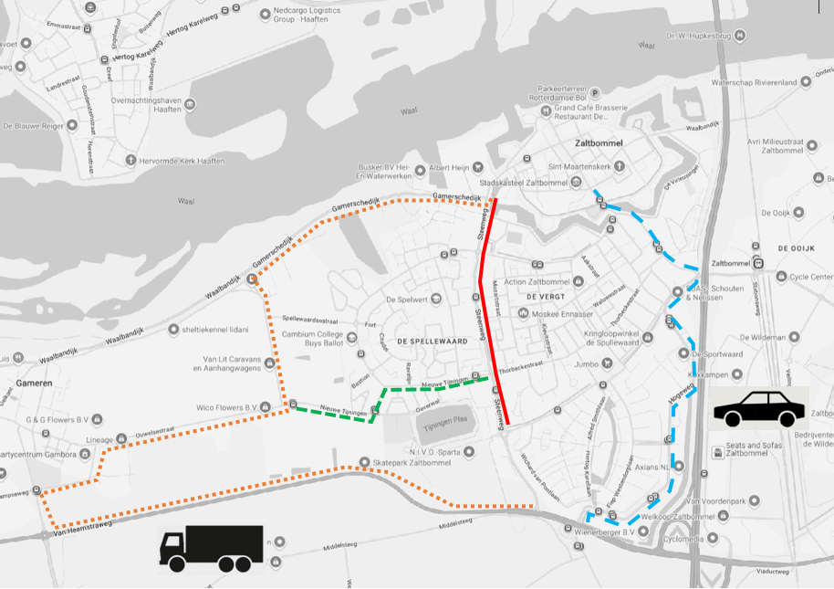 plattegrond met omleidingsroute